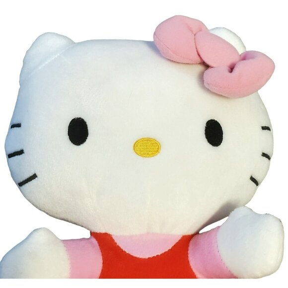 Sanrio Hello Kitty Plush Cat Stuffed Animal White Kitten Pink Bow Toy Red Suit - Picture 2 of 12